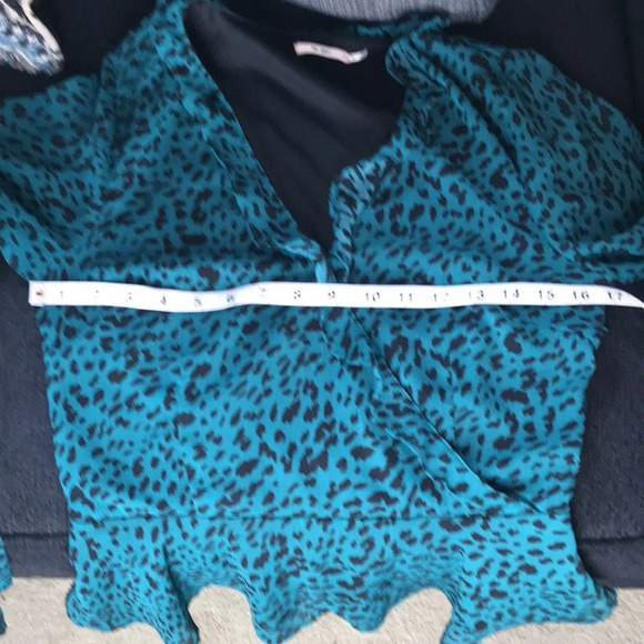 Teal Leopard Print Long Sleeved Women's Top - Picture 7 of 7